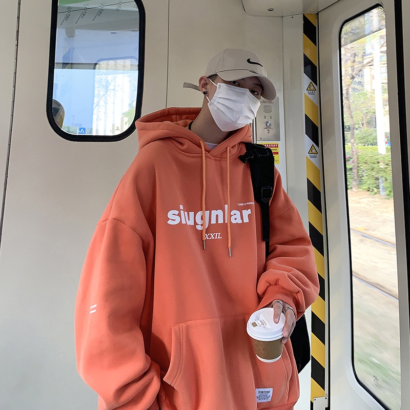 [ Mã 12FASHIONSALE1 giảm 10K đơn 50K ] Áo hoodie dáng rộng in họa tiết chữ phong cách đường phố cá tính cho các cặp đôi