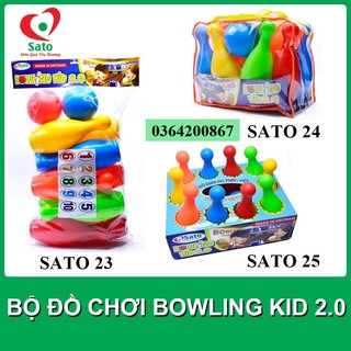 Đồ Chơi BOWLING KID 2.0 SATO cỡ đại cho bé (10 con ky 22cm + 2 bóng ném 10cm)