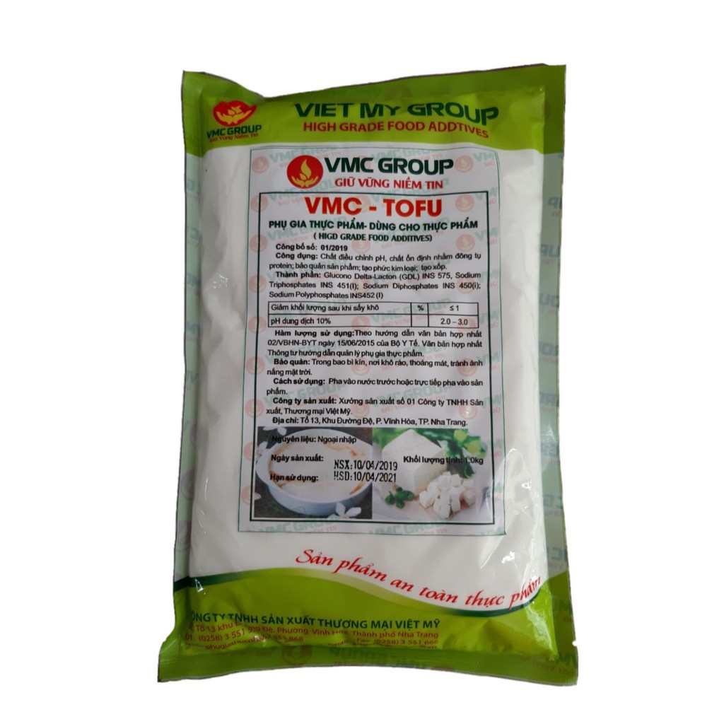 VMC TOFU 1KG - PHỤ GIA LÀM ĐẬU HŨ NON, TÀO PHỚ