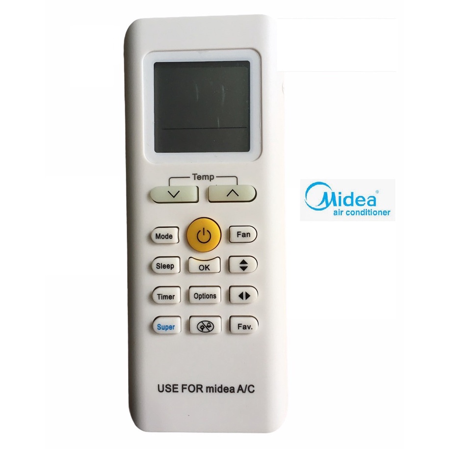 Điều khiển điều hòa Midea RG70A/BGEF loại có 1 nút vàng  dùng cho 1 chiều và 2 chiều loại tốt thay thế khiển zin theo má