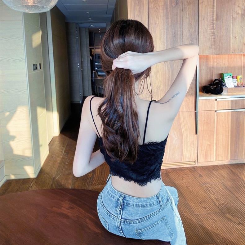 Áo Bra Ren 2 Dây Chun Sau Co Giãn Có Mút , Màu Đen Trắng 997