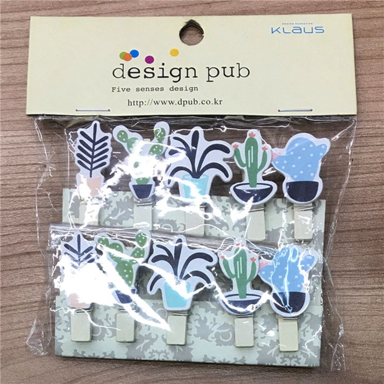 SET 10 Cái Kẹp Gỗ Sơn Design Pub hình Cây xinh (Tặng dây cói)