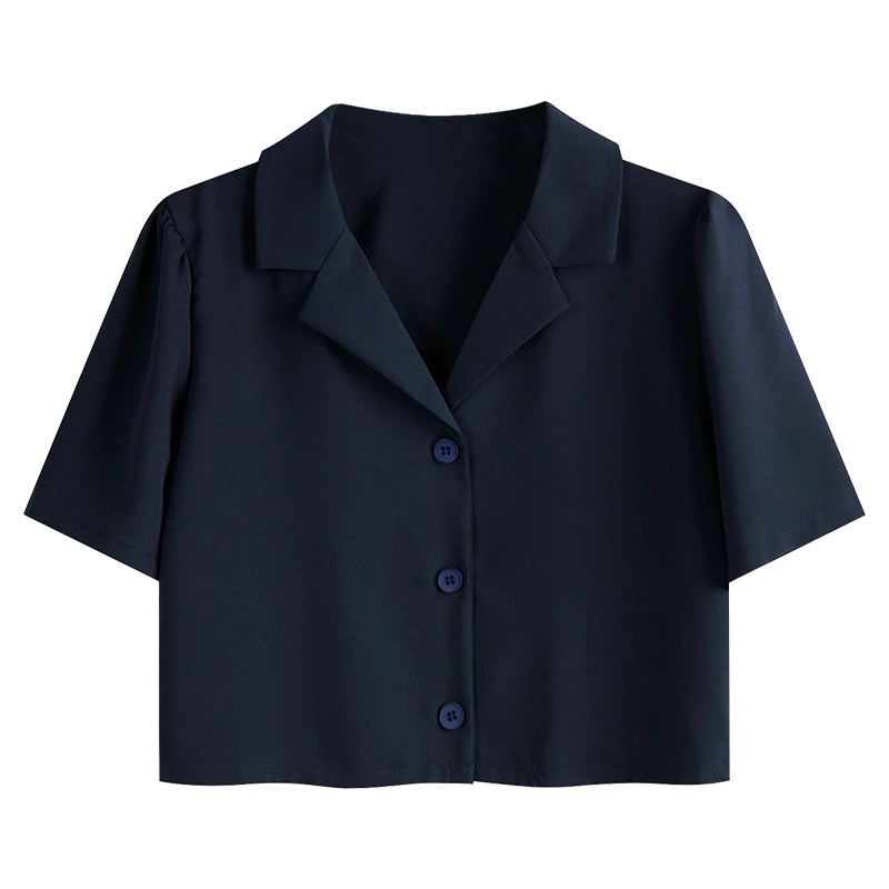 Áo Sơ Mi Ngắn Tay Cổ Vest Thiết Kế Mới Thời Trang Mùa Hè Theo Phong Cách Pháp Dành Cho Nữ