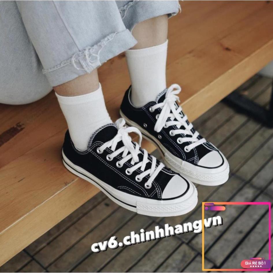 [free] ( 𝙃𝙖̀𝙣𝙜 𝙍𝙚𝙖𝙡 ) Giày Conversse Chuck70s Black/Egret Thấp Cổ -p1 -V1