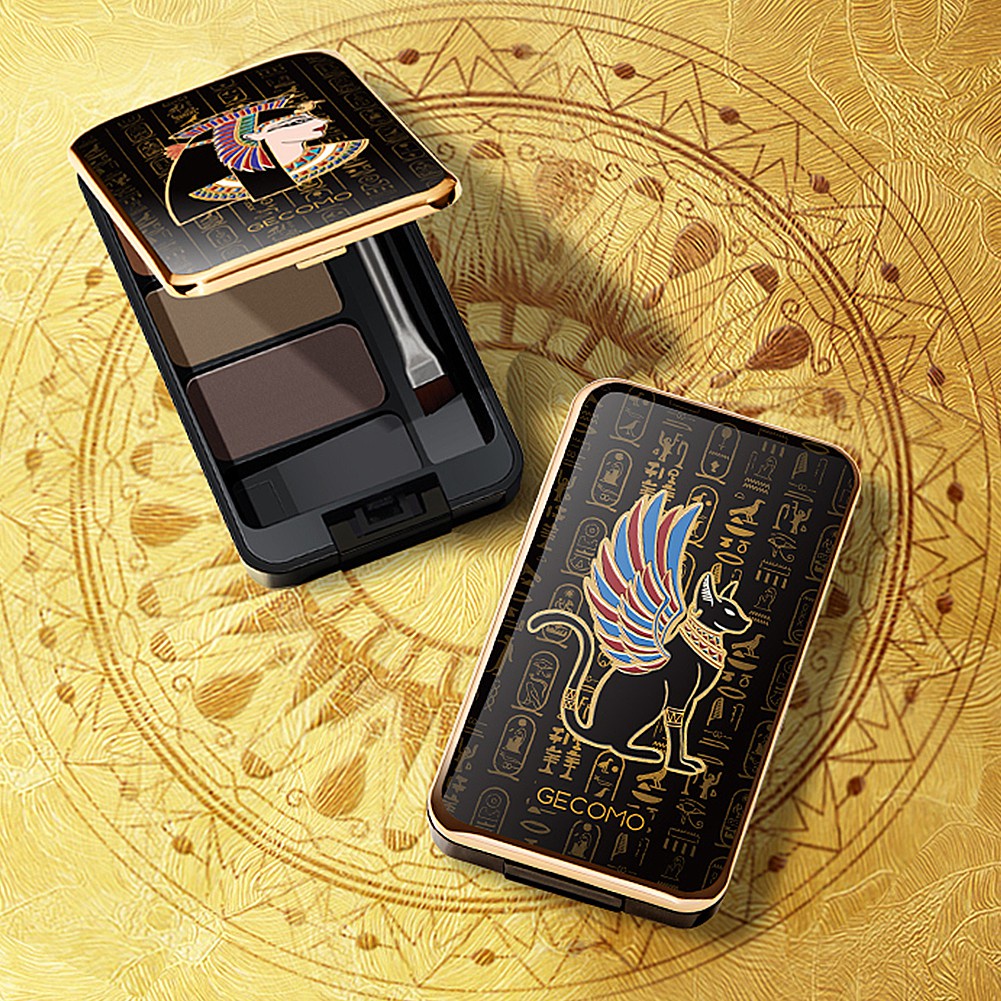 Bảng Phấn Lông Mày GECOMO 3 Màu Chống Thấm Nước Kèm Cọ Trang Điểm