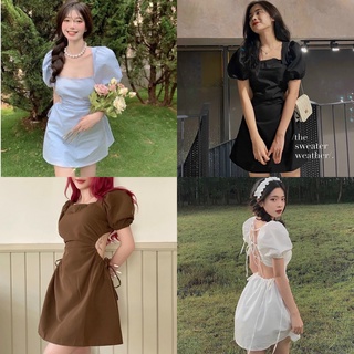 ĐẦM CỔ U TAY PHỒNG KHOÉT EO (KÈM VIDEO HÌNH THẬT)