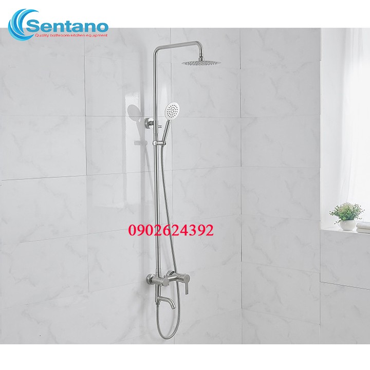 Sen cây tắm đứng nóng lạnh inox 304 mờ nguyên bộ STN-125