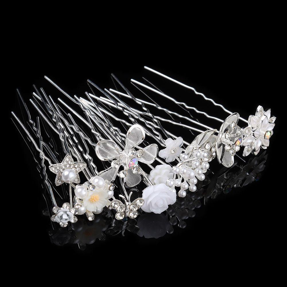 CACTU Wedding Bridal Hairpin Hair Accessories Bride Headpiece Flower Hairpin Stick|Hair Pins Forks|Pearl Hairpin Bridal Tiara Barrettes U Shaped Hair Clip