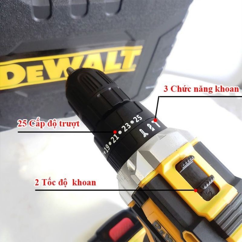 Máy Khoan Pin 36V Dewalt 3 Chức Năng-Có Búa- Tặng Bộ Phụ Kiện 24 Chi Tiết Hàng Loại 1