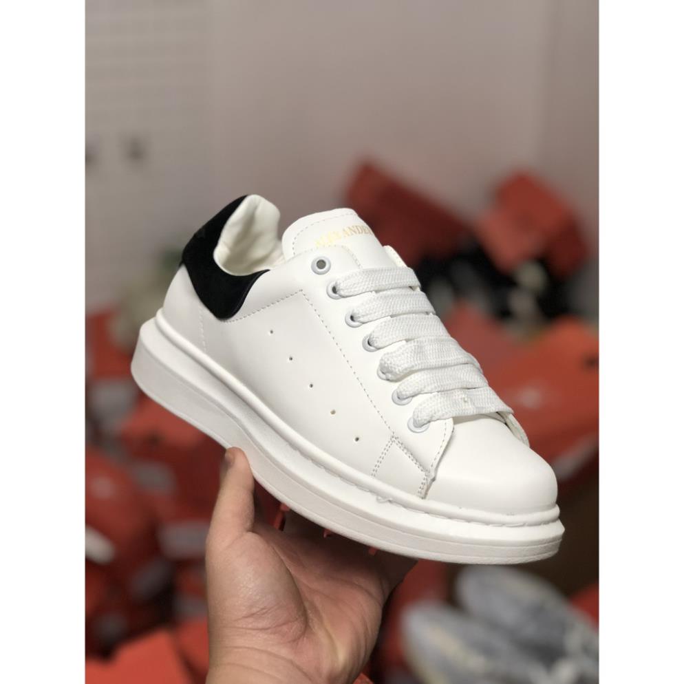 [Freeship+Box+Bill] Giày Sneaker McQueen Trắng Gót Nhung Đen Cao Cấp Chống Nước Tăng Chiều Cao 5cm Đủ Size Nam Nữ