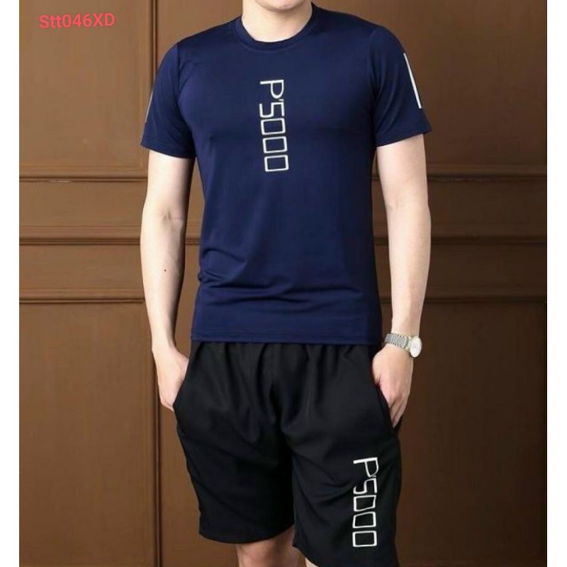 Bộ đùi thể thao nam tay lỡ co giãn tốt thoáng mát có in chữ nỗi trước ngực