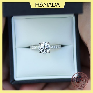 Nhẫn Bạc 925 Đá Cao 5ly Chuẩn 6A Lấp Lánh Đi Tiệc Sang Trọng Hanada