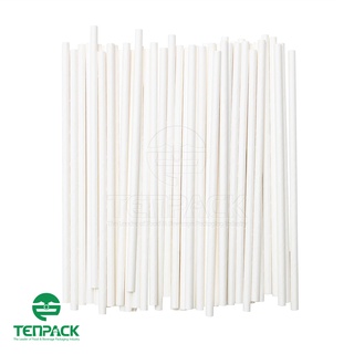 Ống hút giấy màu trắng trơn phi 6 (25 ống/ bịch )