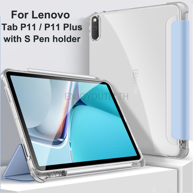 Ốp Máy Tính Bảng TPU Mềm Trong Suốt Nắp Lật Có Ngăn Đựng Bút Cho Lenovo Tab P11 / P11 Plus TB-J606F J616F