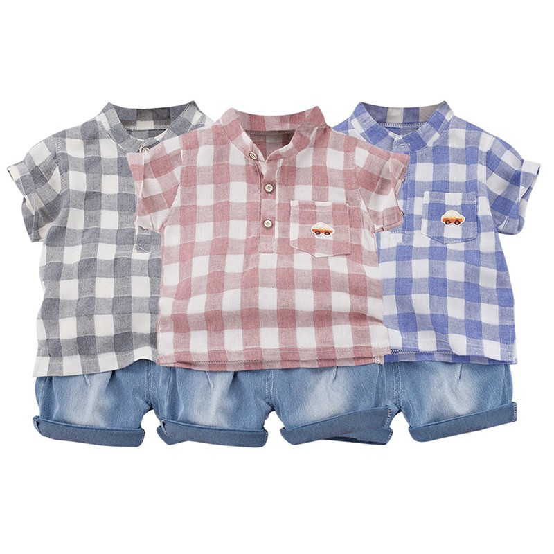 Set Áo Thun Ngắn Tay Cổ Tròn + Quần Short Thời Trang Cho Bé Trai