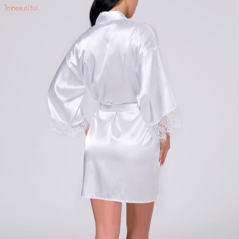 Áo choàng ngủ Kimono bằng satin phối ren gợi cảm hàng mới và chất lượng cao cho nữ ! | BigBuy360 - bigbuy360.vn