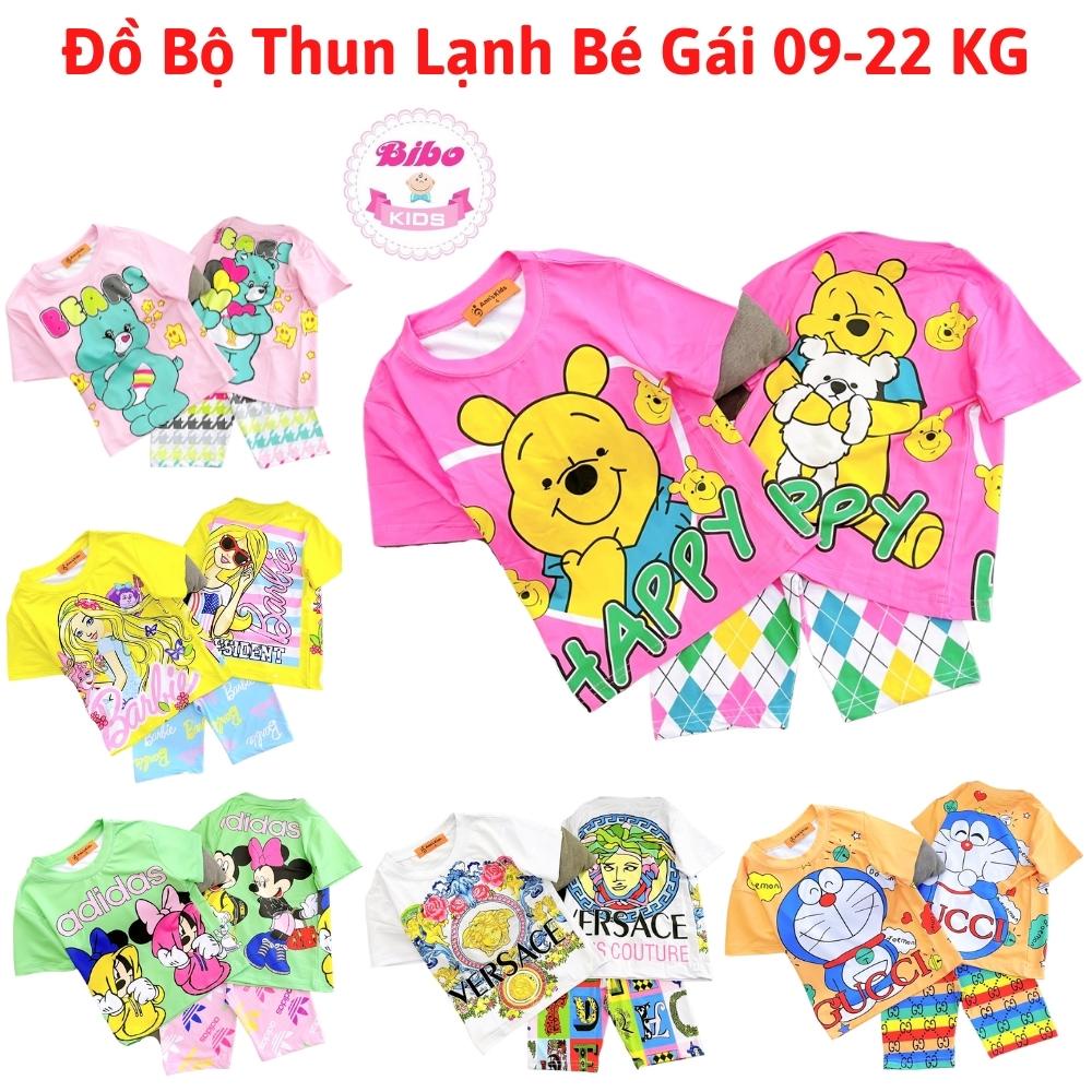 [09-22kg] Bộ ngố thun lạnh bé Gái in hình 3D siêu bền đẹp, Quần áo lửng trẻ em dễ thương size nhí 9 đến 22 ký