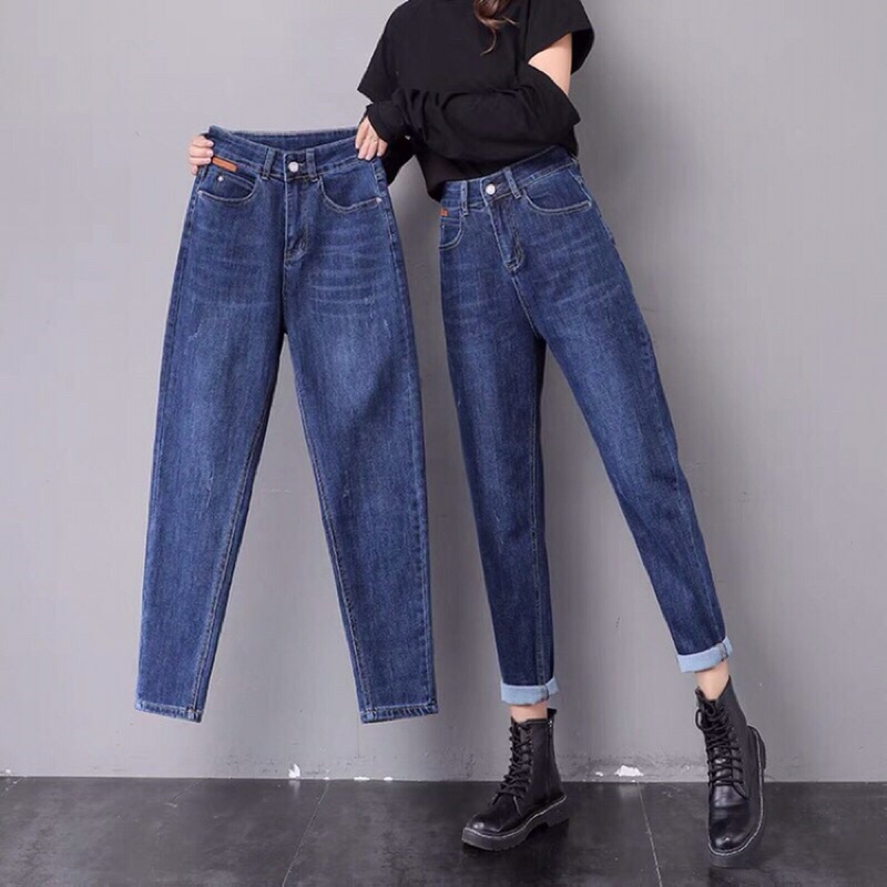 Quần jean bò baggy nữ jeans cạp cao phong cách Hàn Quốc 3 size S M L hót 2021