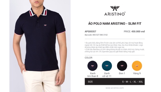 [SALE HOT] Áo thun Aristino slim fit chất liệu bamboo kháng khuẩn | BigBuy360 - bigbuy360.vn