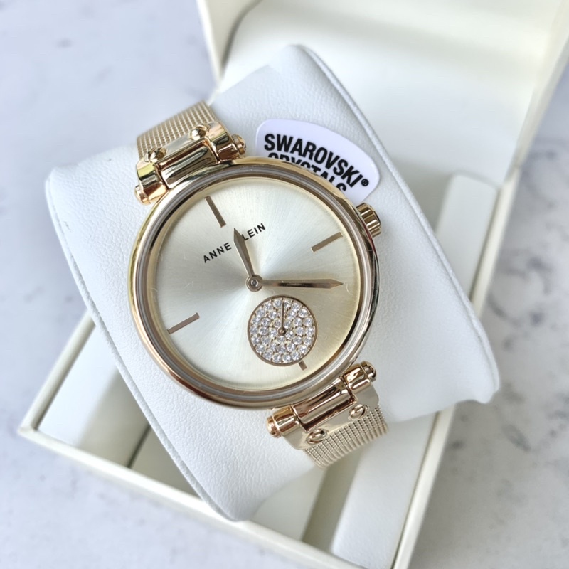 Đồng hồ ANNE KLEIN nữ model AK/3000CHGB dây mesh tone gold sang trọng