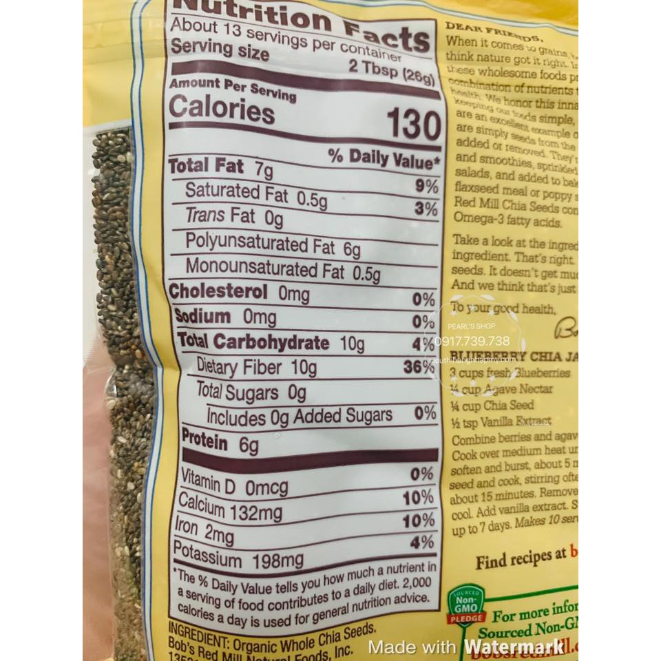 Hạt Chia hữu cơ Bob Red Mill 340g