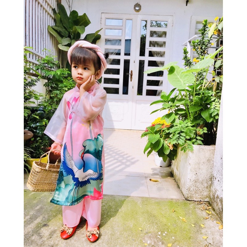 Sét Áo Dài Sen Chim Hạc