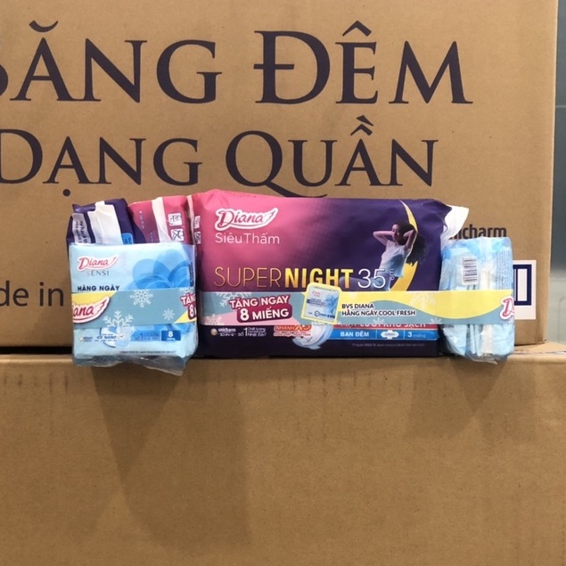 (Tặng 1 Gói HN) Băng Vệ Sinh Siêu Thấm Diana Super Night Ban Đêm 29cm/35cm
