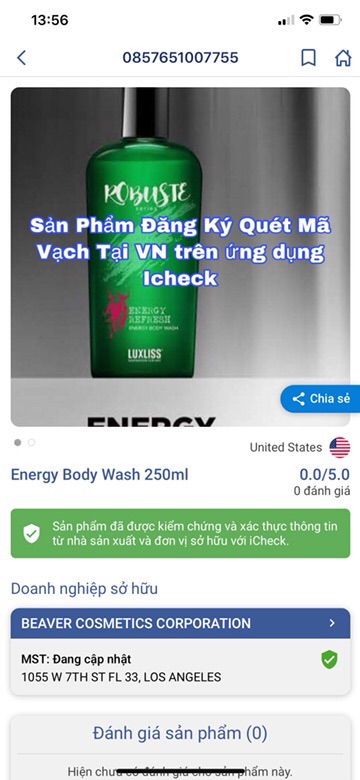 [Free Ship] Sữa Tắm Dành Cho Nam Luxliss Energy Body Wash 250ML