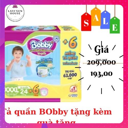 [TẶNG 6 MIẾNG]Tã quần bobby size XXXL 24 miếng tặng  6 miếng,bĩm quần bobby siêu thấm xxxl24 miếng cho bé 20-35kg