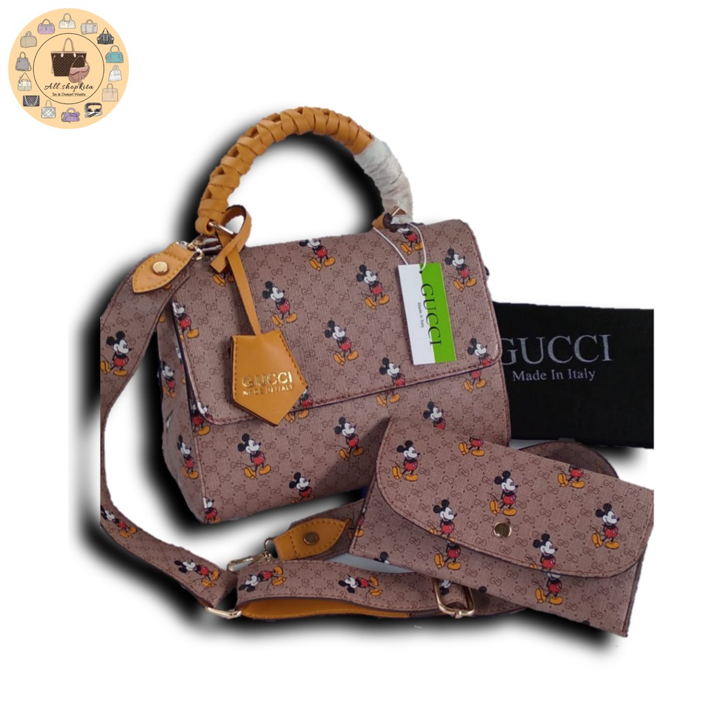 Gc Túi Đeo Chéo Gucci Họa Tiết Chuột Mickey Xinh Xắn