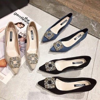 Giày cao gót nữ, mũi nhọn, da lộn