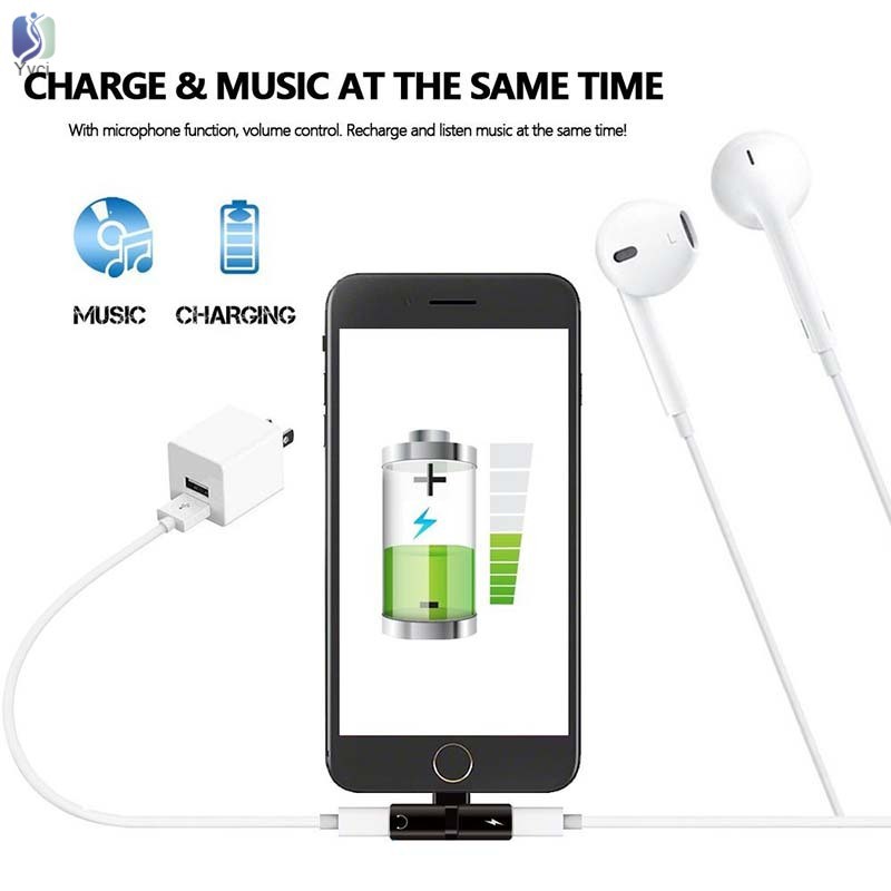 Yy Audio Adapter for iPhone 7 8 Plus X Charging Audio 2 in 1 Charging Cable Adapter @VN