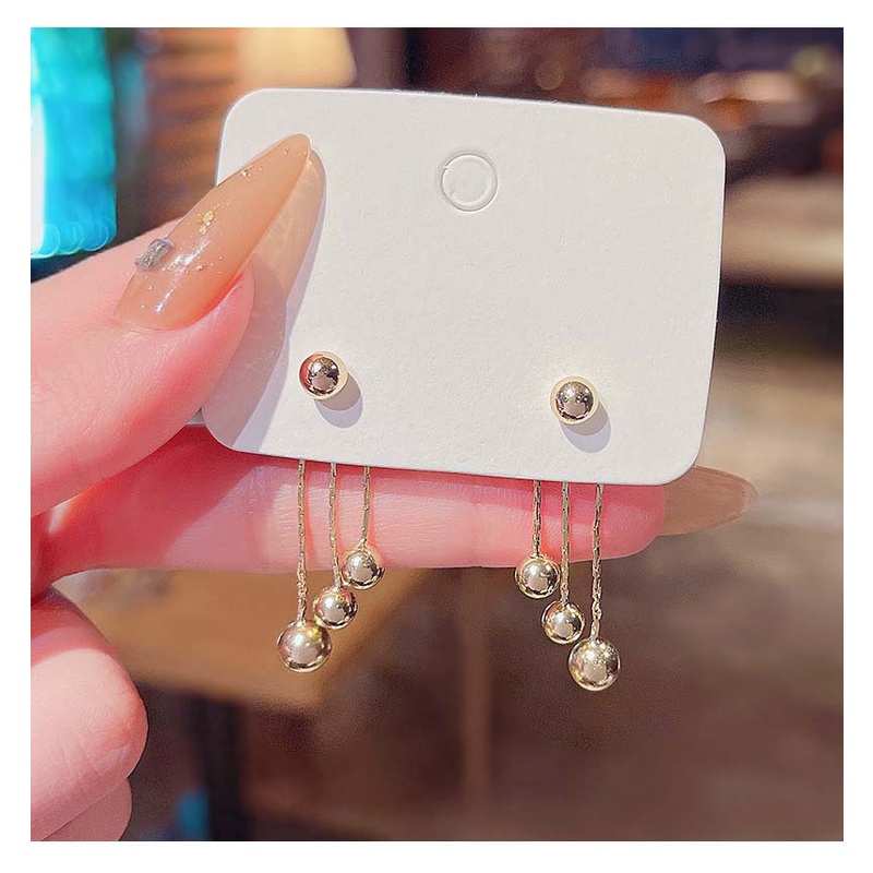 Bông Tai Mạ Bạc 925 Hình Giọt Nước Phối Tua Rua Phong Cách Hàn Quốc Mới