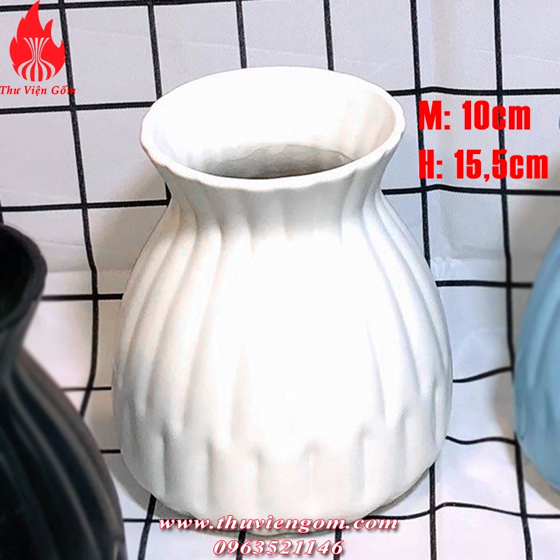 Lọ hoa gốm sứ Lọ hoa trang trí Decor men trắng Pastel Bát Tràng