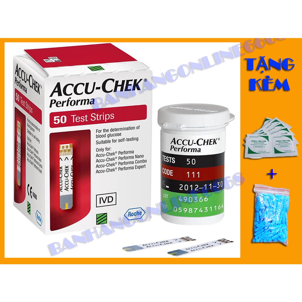 Que thử đường huyết Accu Check Performa quy cách 100 que + TẶNG KIM CHÍCH MÁU