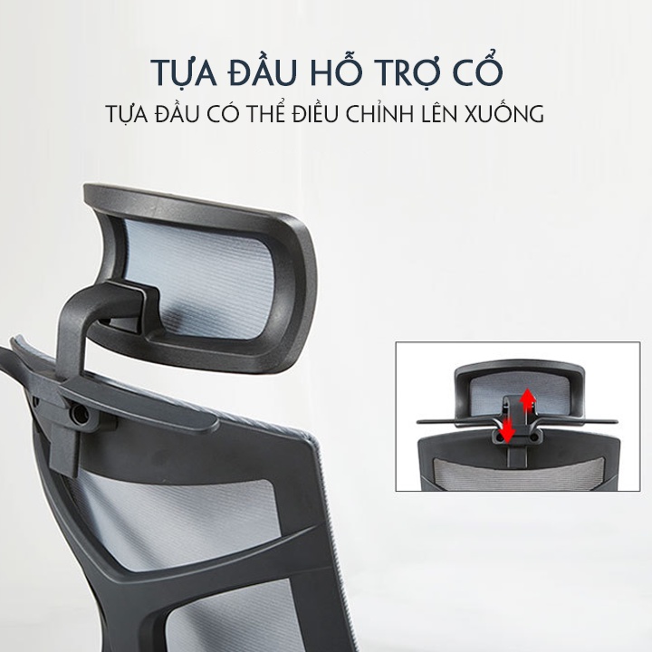 Ghế công thái học cao cấp KORE có gác chân tựa đầu ngả 180 độ tiện lợi chất liệu vải thông thoáng