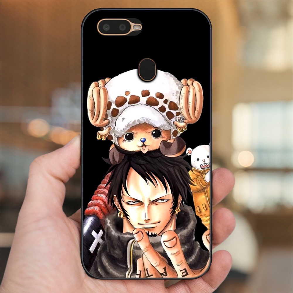 Ốp lưng Oppo A5S, A7, A12, F9 viền đen in hình Law One Piece