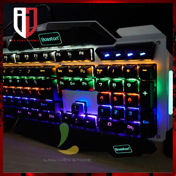 Bàn Phím Máy Vi Tính Cơ Led Bosston 915 - Keyboard Bàn Phím Gaming Laptop Pc Có Dây Chuyên Game