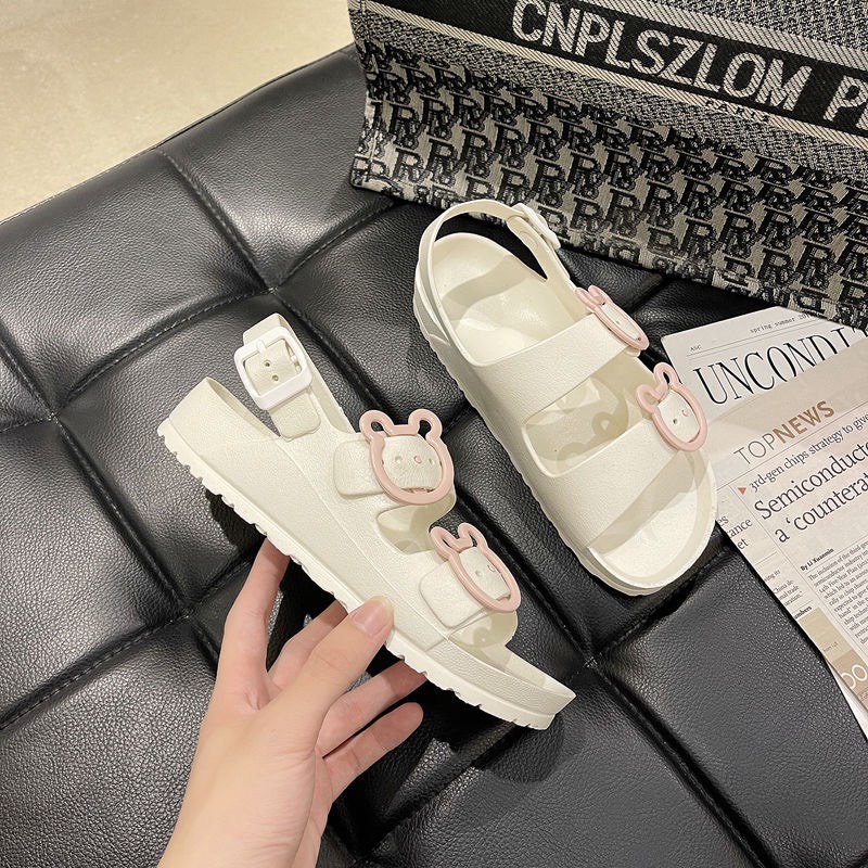 Tăng 1 size Sandal 2 Quai Ngang Nhựa Dẻo Êm Chân Khóa Gấu Cute G155