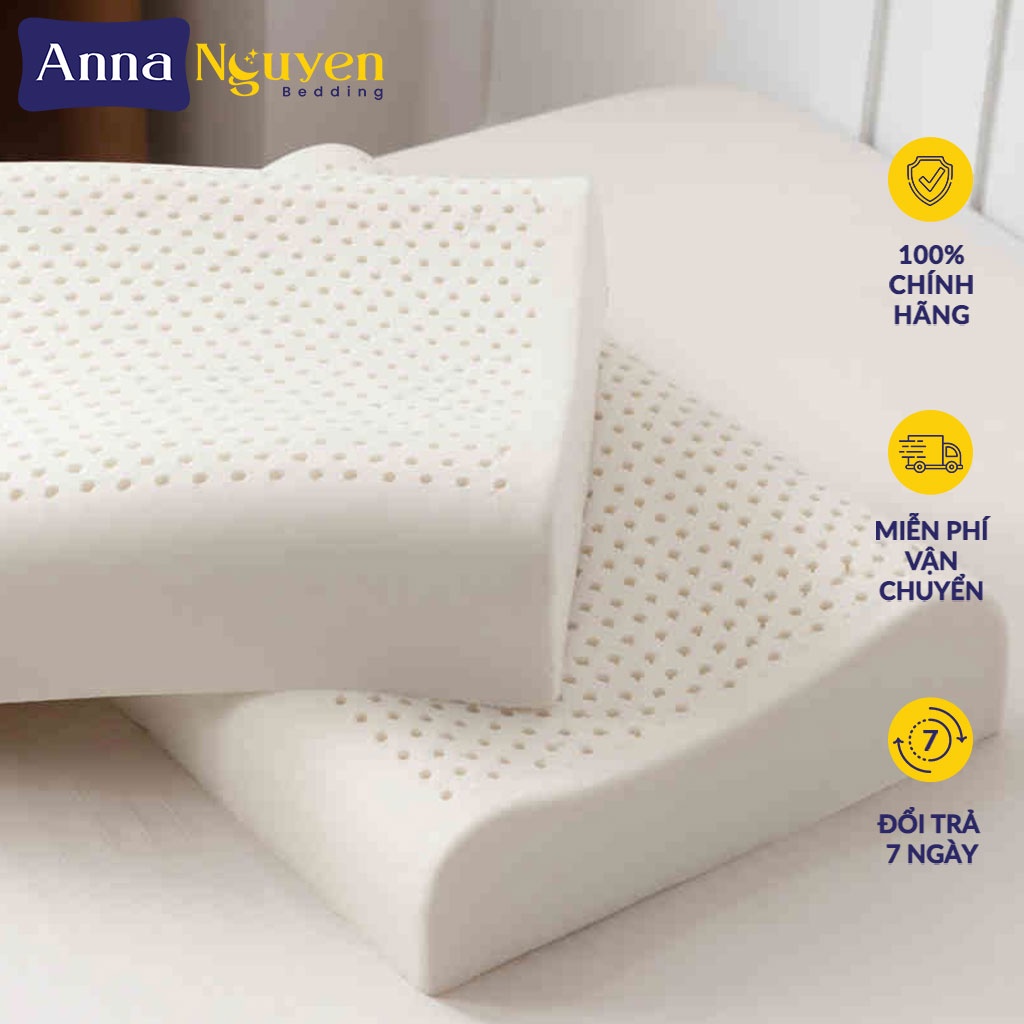 Gối Cao Su Thiên Nhiên Người Lớn Chống Đau Cổ Vai Gáy Anna Nguyen Chính Hãng Nằm Ngủ Kê Cổ Cao Cấp Cao Su 100% Tự Nhiên