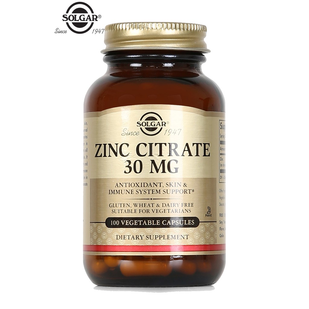 [NHẬP KHẨU USA CHÍNH HÃNG] Viên uống hỗ trợ sinh lý nam Solgar Kẽm Zinc Citrate 30mg - 100 viên | BigBuy360 - bigbuy360.vn
