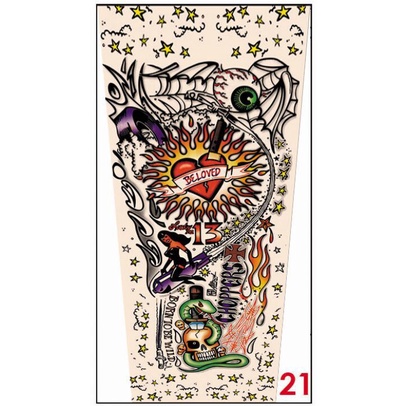 1 Đôi Găng Tay Tatoo Bao Tay In Hình Xăm Tạm Thời 3d Nghệ Thuật Chống Nắng Tia Uv