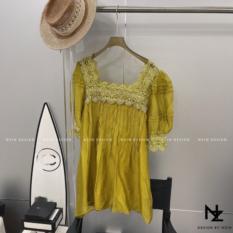 Váy tơ pha ren dáng babydoll