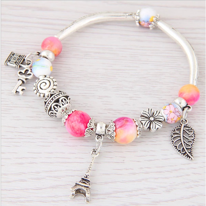 Vòng tay co giãn charm hình tháp eiffel siêu cá tính