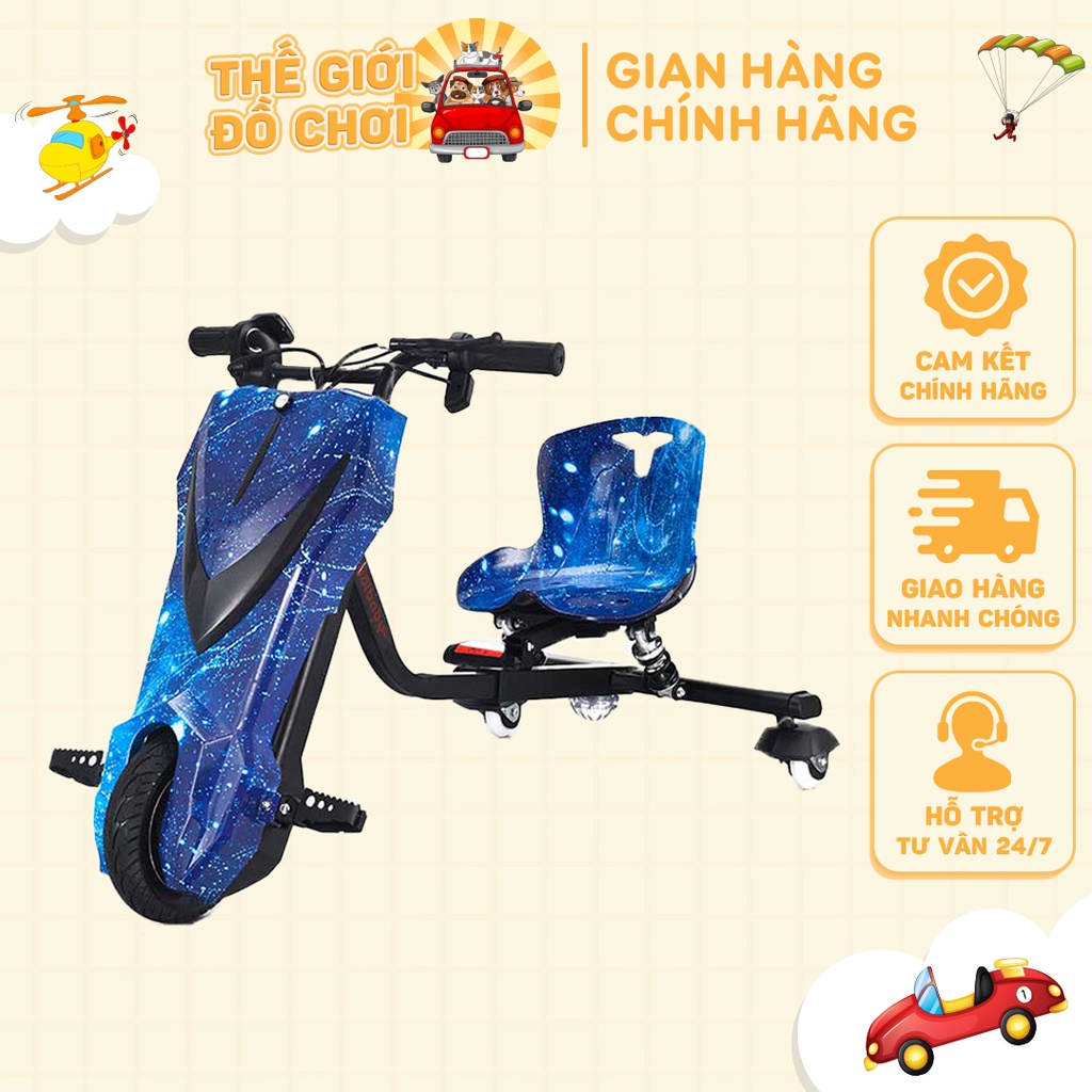 Xe Drift 3 Bánh 360, Có Giảm Xóc, Công suất 350W, Pin 36V dung lượng 4.400 mAh, Bh 1 năm