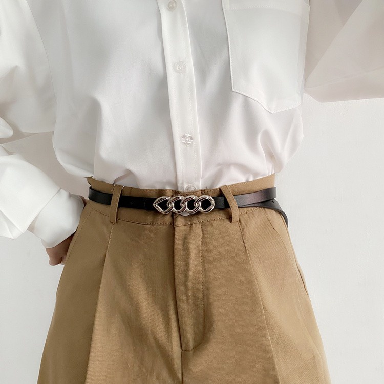 Belt đai váy KHÓA XOẮN Đai quần bản nhỏ đục sẵn lỗ Yams Closet