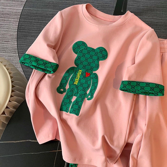 Set Áo Ngắn Tay + Quần Ống Rộng Phong Cách Phương Tây