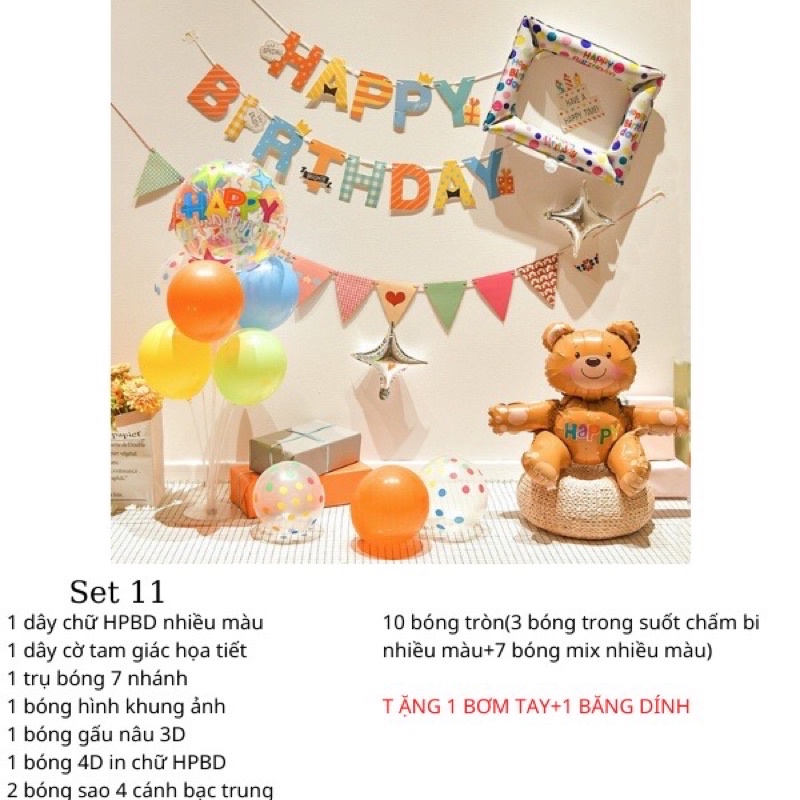 FREESH,set bóng bay trang trí sinh nhật,trang trí thôi nôi bé trai bé gái KÈM TRỤ 7 NHÁNH