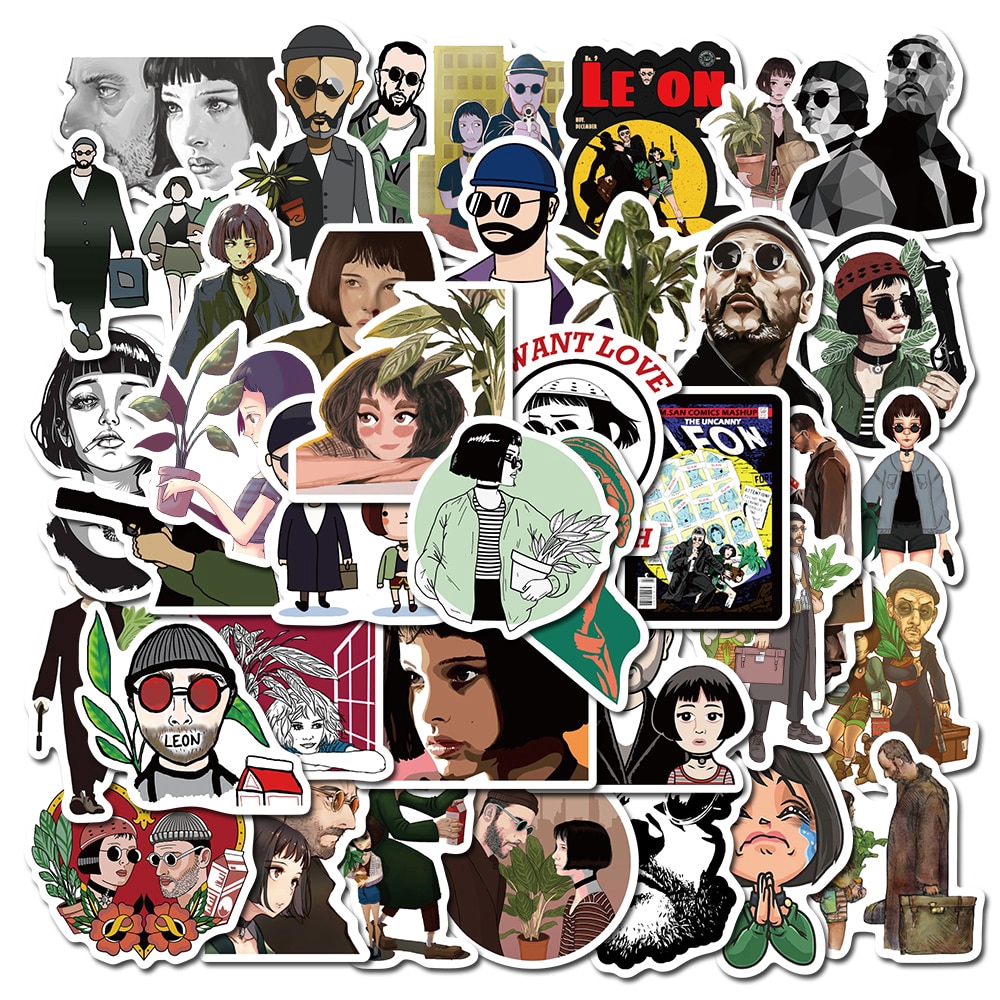 Set 50 miếng sticker phim Leon dán trang trí ô tô / laptop / xe đạp chống thấm