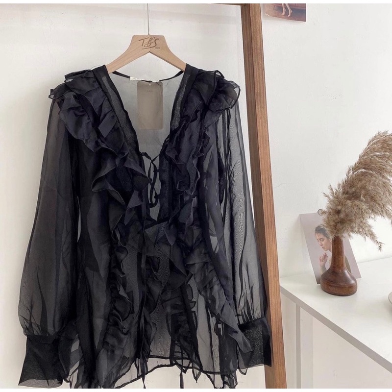 Áo sơ mi đan dây bèo